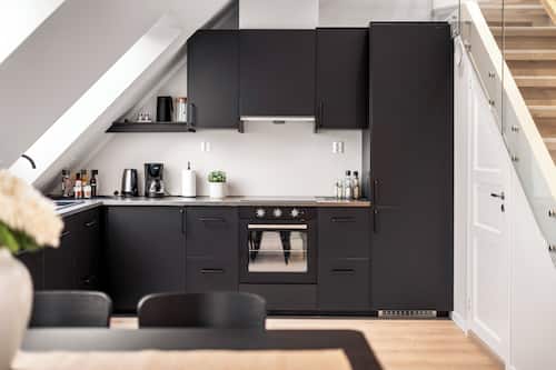 Appartement Panoramique, 3 chambres | Cuisine privée | Grand réfrigérateur, micro-ondes, four, plaque de cuisson