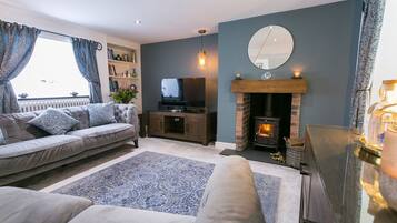 TV, fireplace