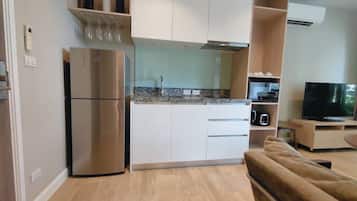 Apartemen | 1 kamar tidur, tirai kedap cahaya, dan setrika/meja setrika