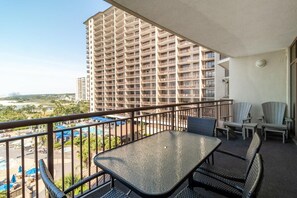 Outdoor dining - Master has a Whirlpool 3 Bdrm Oceanfront Condo (North Myrtle Beach)