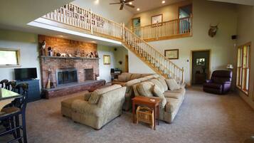 Smart TV, fireplace, DVD player, table football