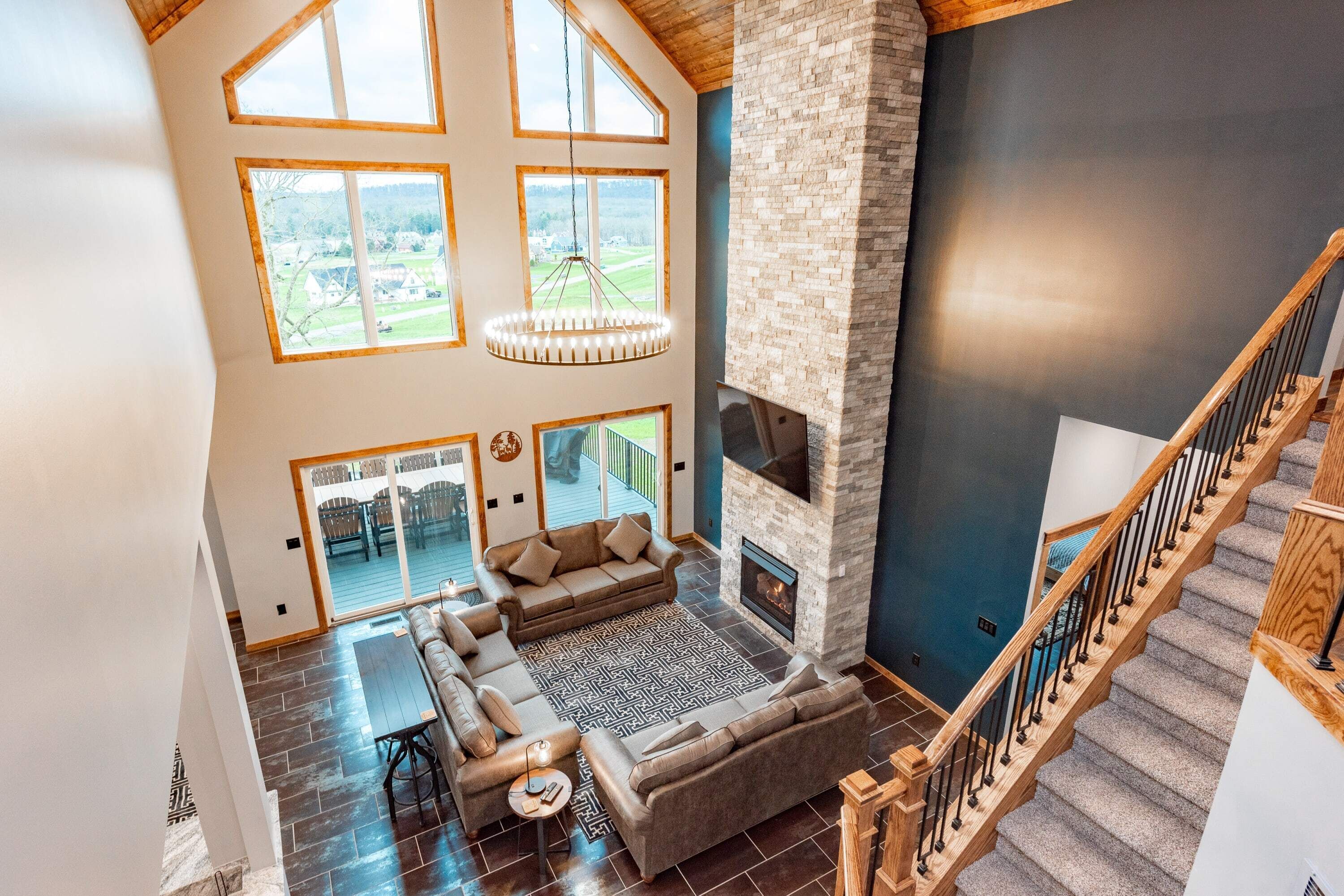 TV, fireplace, video games, offices