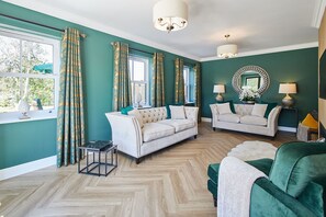 Televisión, chimenea, oficina