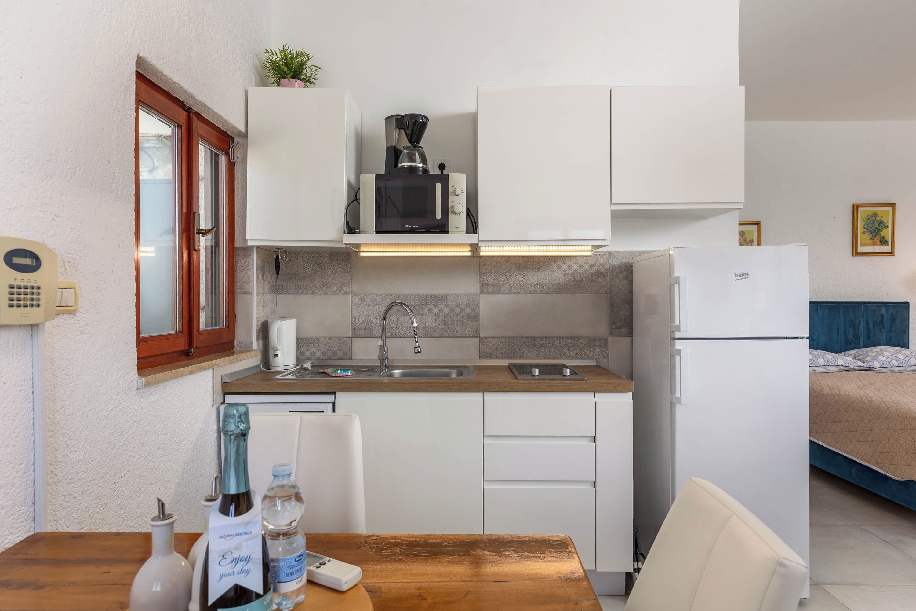 Family Studio (Holiday Home Sladonja - Apartment 02) | Private kitchen | Fridge, microwave, stovetop, dishwasher