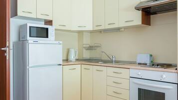 Basic Apartment | Private kitchen | Fridge, microwave, stovetop, electric kettle