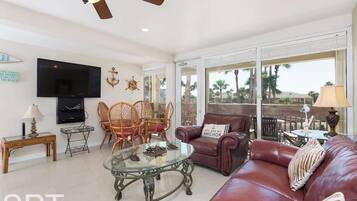 Condo, Multiple Beds, Balcony, Pool View | Living area | 42-inch flat-screen TV with digital channels