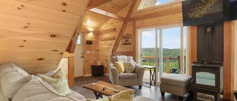 TV connectée, cheminée, chaîne hi-fi