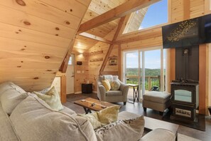 Smart TV, chimenea y estéreo 