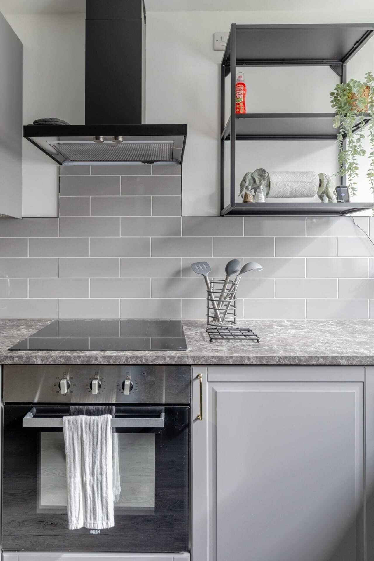 Basic House | Private kitchen | Fridge, microwave, oven, stovetop