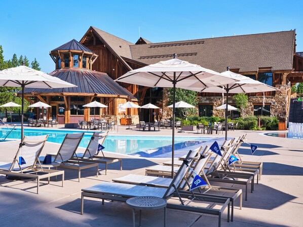 2 outdoor pools, open 6:30 AM to 8:00 PM, pool umbrellas, pool loungers