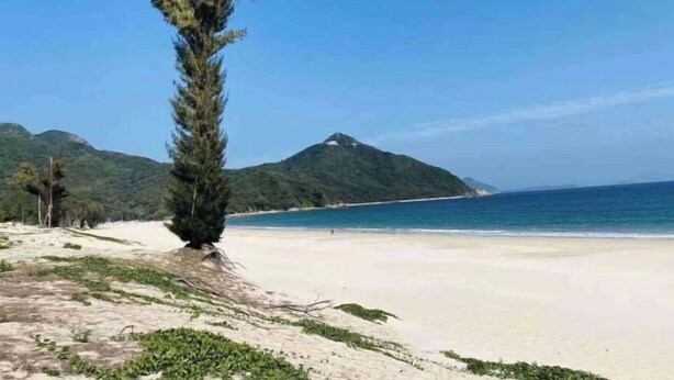 A beach with a clear sky, a sandy shore, and a mountain in the background. - Shenzhen Xinghai Xiaoye Inn (Shenzhen)