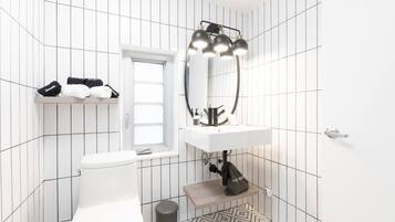 Classic Studio, 1 Double Bed with Sofa bed (Self Check-in with Virtual Front Desk) | Bathroom | Shower, rainfall showerhead, free toiletries, hair dryer