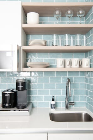 Classic Apartment, 1 King Bed (Self Check-in with Virtual Front Desk) | Private kitchen | Full-size fridge, microwave, oven, stovetop