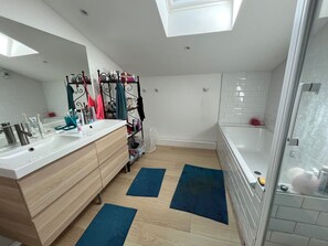 シャワー、ヘアドライヤー、トイレットペーパー