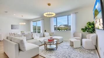 Smart TV, fireplace, video games, table football