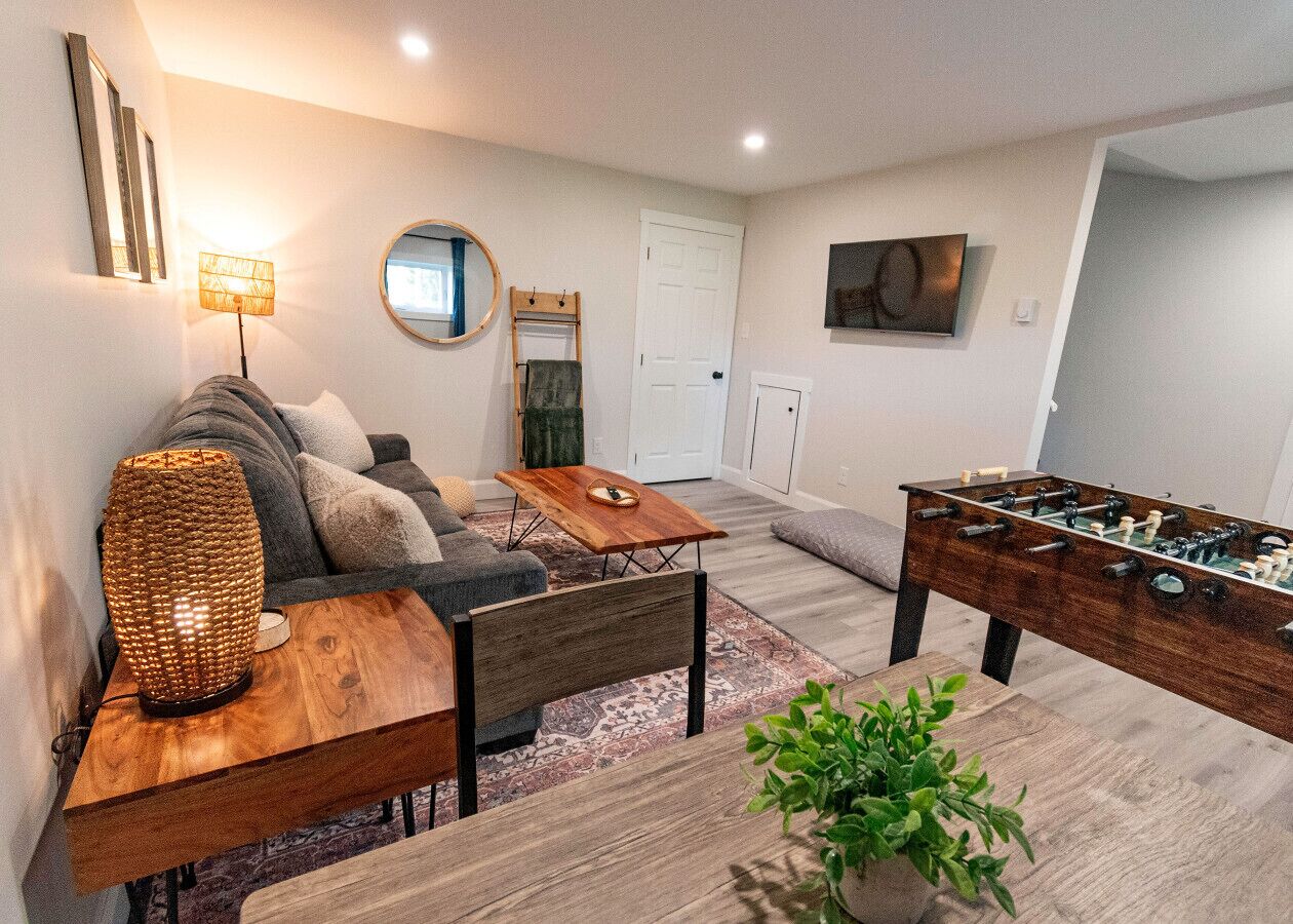 Smart TV, foosball, books