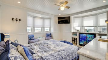 1 bedroom, iron/ironing board, travel crib, internet