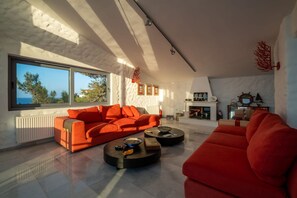 TV, DVD player, music library, stereo