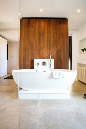 Eco-friendly toiletries, hair dryer, towels, soap