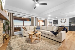 TV, fireplace, table football