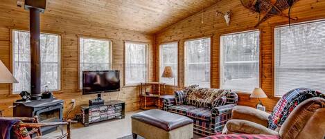 Televisión, chimenea