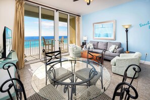Smart TV, stereo - Waters Edge 608 • Amazing Top Floor Ocean Views, Pool, Covered Parking, Free Beach Service (Fort Walton Beach)