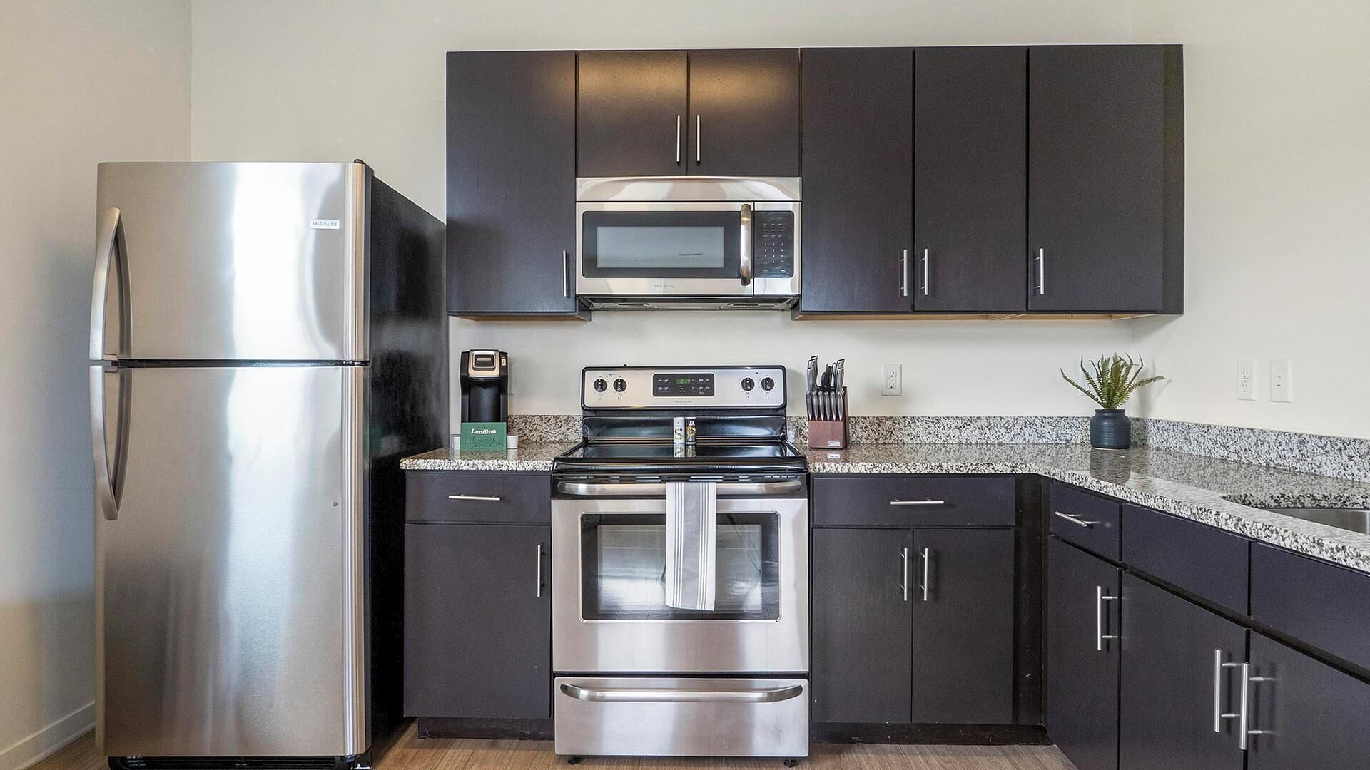 Fridge, dining tables