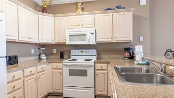 Fridge, microwave, oven, dishwasher