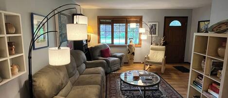 Smart TV, fireplace, foosball, table tennis