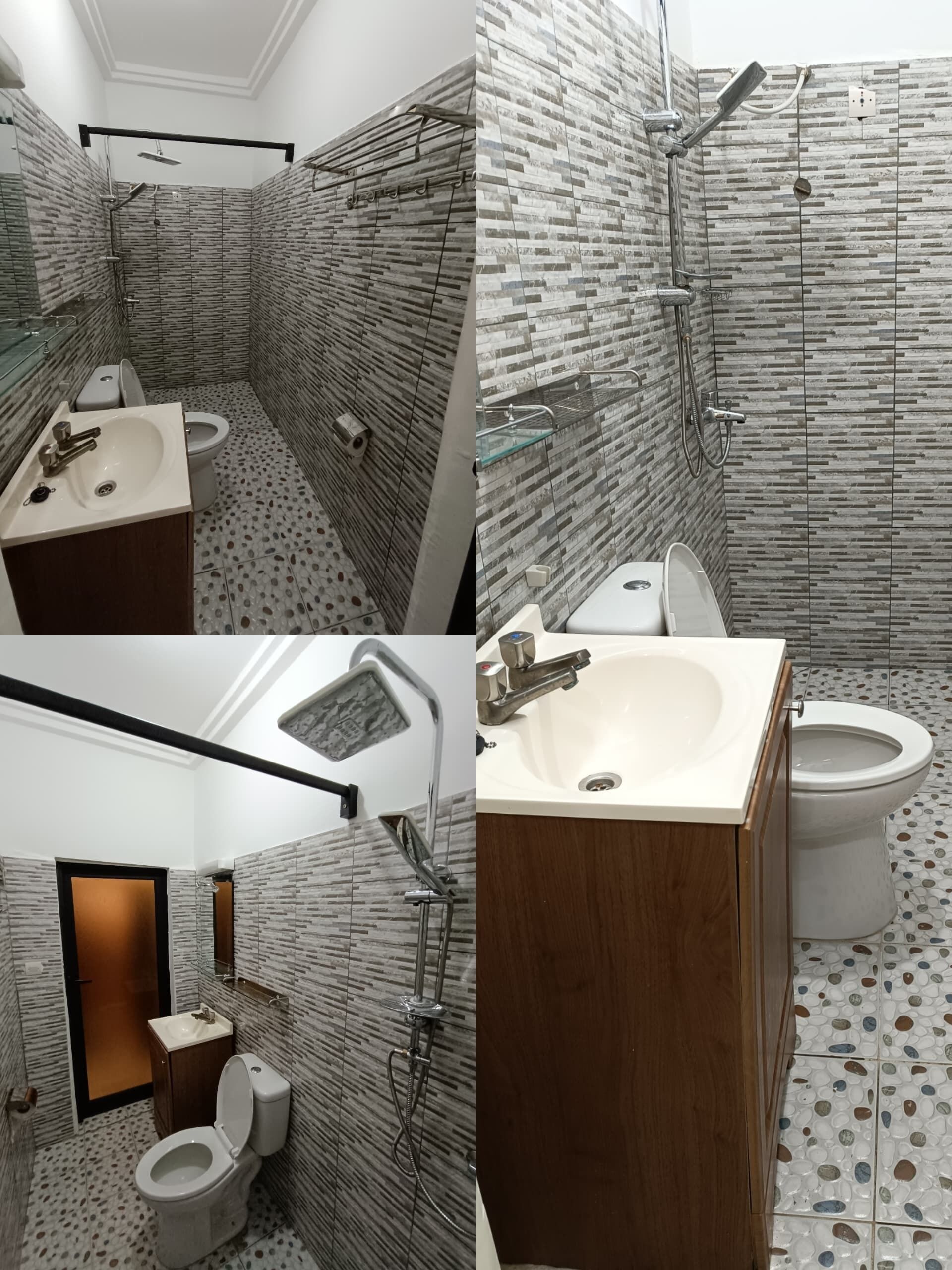 Regadera, secadora de cabello, toallas, jabón 