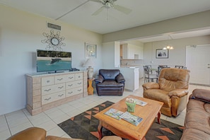 Smart TV, DVD player, books, video library