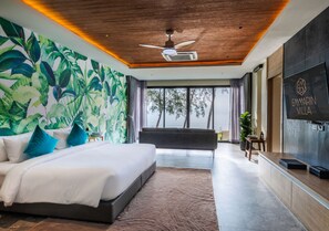 Perhehuvila, 2 makuuhuonetta, rannan lähellä | Minibaari, tallelokero huoneessa, työpöytä