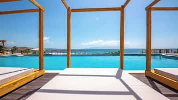 AuĂenpool (je nach Saison geöffnet), Sonnenschirme, LiegestĂŒhle