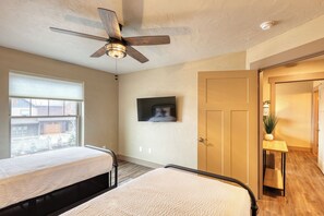 2 bedrooms, iron/ironing board, travel crib, free WiFi