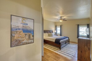 1 bedroom, desk, iron/ironing board, travel crib