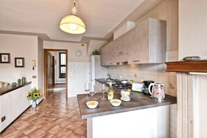 Kühlschrank, Ofen, Geschirrspüler, Wasserkocher mit Kaffee-/Teezubehör