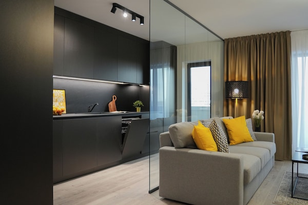 Premium Apartment, Park View | Living area | 65-cm Smart TV with cable channels, Netflix, streaming services