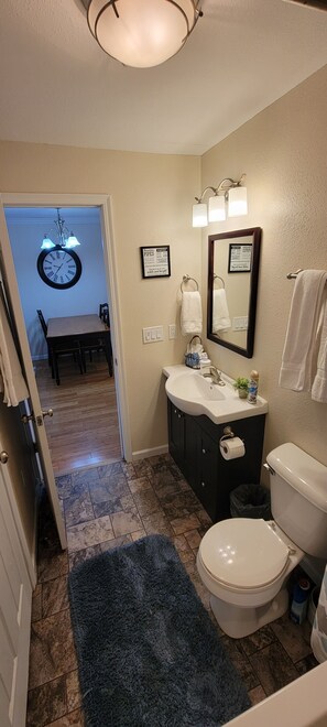 Hiustenkuivaaja, pyyhkeet, saippua, sampoo