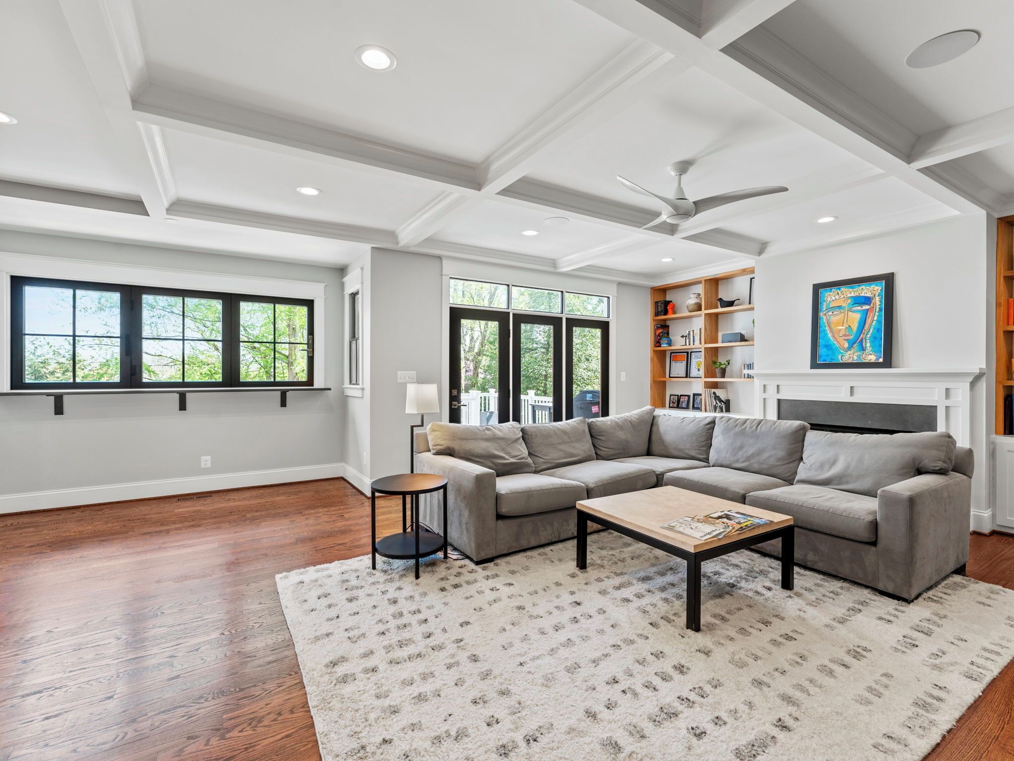 Smart TV, fireplace, computer monitors