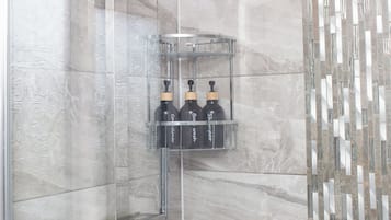 Shower, jetted bath, hair dryer, bidet