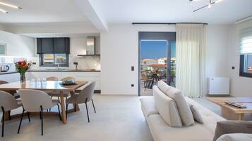 Suite, 2 Bedrooms | Private kitchen | Full-size fridge, microwave, oven, stovetop