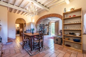 Dining - Farmhouse 'Casa Luna' with Shared Infinity Saltwater Pool, Private Terrace and Wi-Fi (Chiusdino)