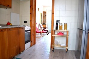 Fridge, oven, stovetop, cookware/dishes/utensils