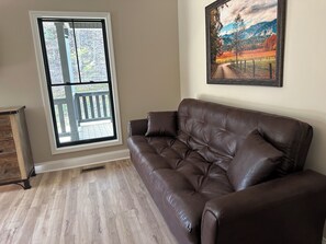 Smart TV, fireplace, video games, DVD player