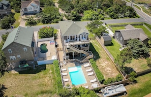 Exterior - Pet Friendly, fenced in Yard and Huge Pool! Sound Views, 2 min walk to Ocean (Waves)