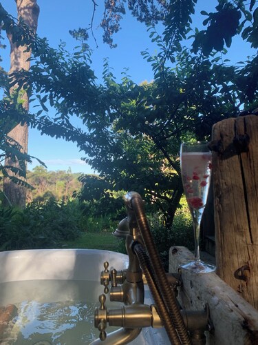 Lush Summer Oasis - simple luxury with cosy loft bed, outdoor fire and bath