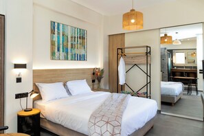 Desk, free WiFi, bed sheets - Stylish Studio apartment in Neachora near the beach (Chania)
