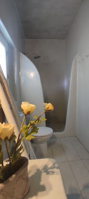 Shower, hair dryer, towels, soap - JB Villa w/plunge pool, very private, w/colorful garden, conveniently located  (Mesaria Santorini)