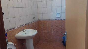 Shower, towels, soap, shampoo