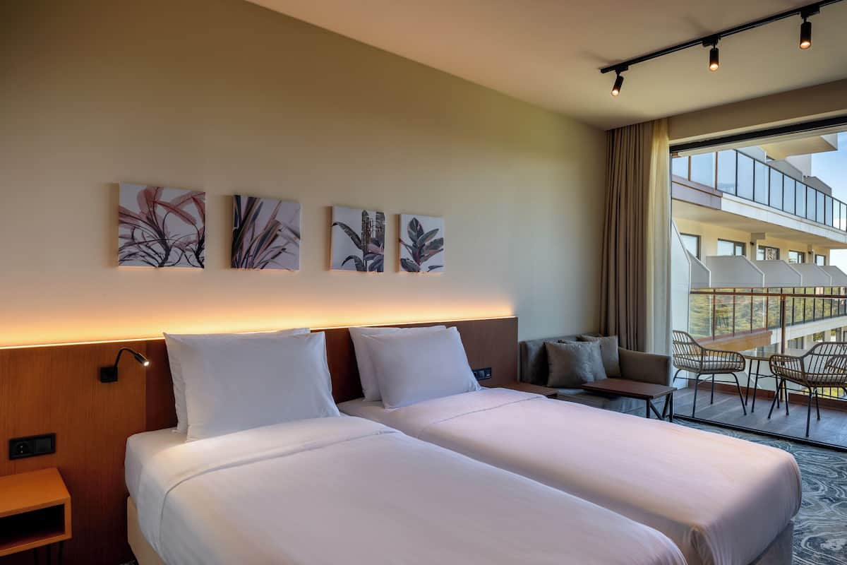 1 slaapkamer, luxe beddengoed, een minibar, een kluis op de kamer